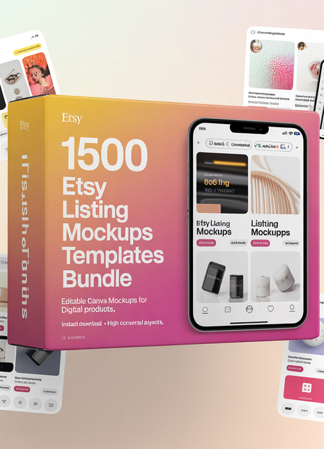 1500 Etsy Listing Mockup Templates Bundle for Digital Products, Editable Canva Mockups for Etsy Listing, Etsy Product Image Mockup Templates