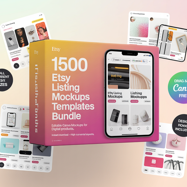 1500 Etsy Listing Mockup Templates Bundle for Digital Products, Editable Canva Mockups for Etsy Listing, Etsy Product Image Mockup Templates