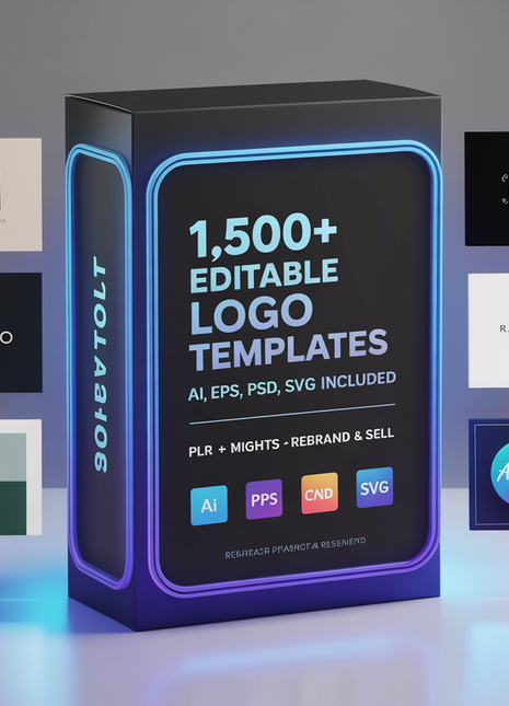 1,500+ Logo Templates Bundle | Editable Designs for Brands, Creators & Businesses | SVG | PLR + MRR | Rebrand, Sell, Logo Bundle, Pro Logo