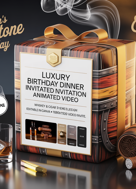 Luxury Birthday Dinner Invitation – Animated Video | Whiskey & Cigar Theme