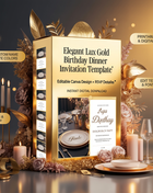 Elegant Lux Gold Birthday Dinner Invitation – Editable Canva Template