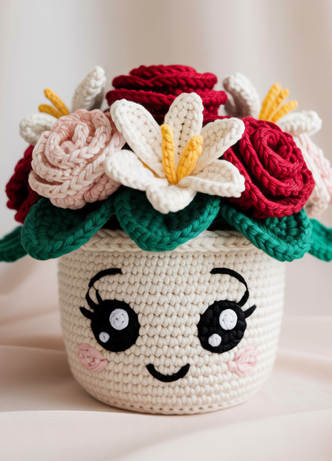 Cute Flowers Pot Crochet Pattern PDF | Amigurumi Flower Bouquet | Beginner Crochet Pattern for Mother’s Day & Valentine’s Day