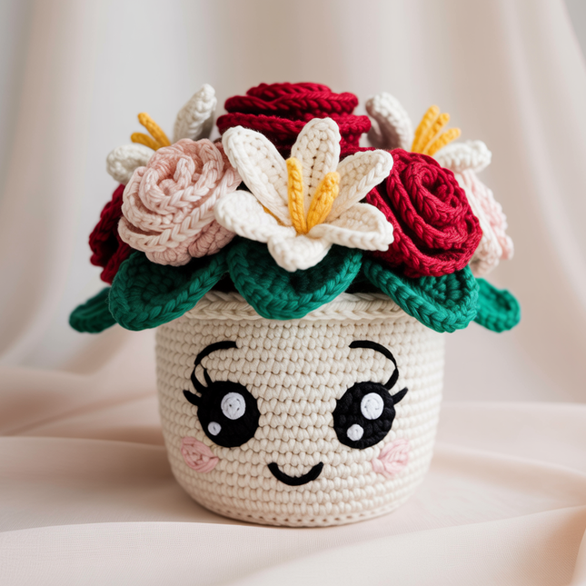 Cute Flowers Pot Crochet Pattern PDF | Amigurumi Flower Bouquet | Beginner Crochet Pattern for Mother’s Day & Valentine’s Day