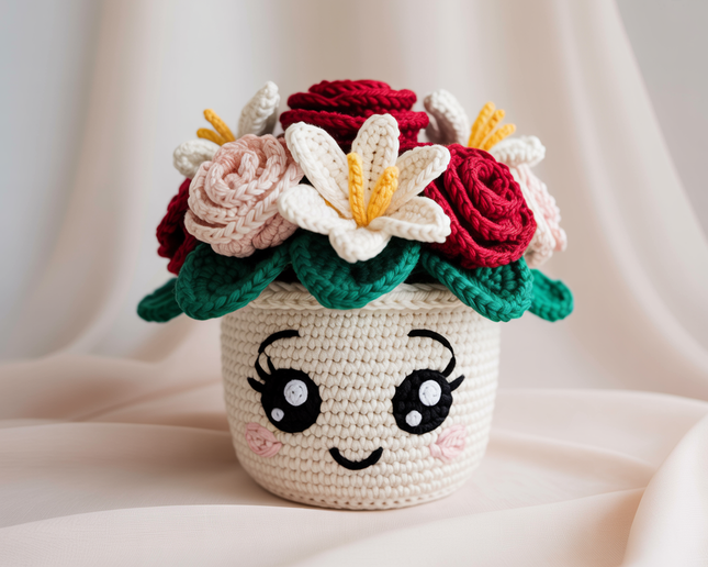 Cute Flowers Pot Crochet Pattern PDF | Amigurumi Flower Bouquet | Beginner Crochet Pattern for Mother’s Day & Valentine’s Day