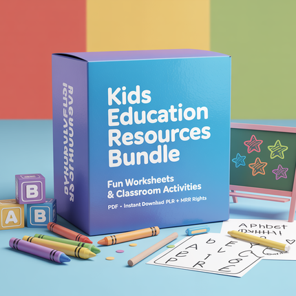 Kids Education Resources Teachers Parents Worksheets For Kids Classroom Activities, DFY Digital Product Bundle, PLR MRR Master Resell Rights