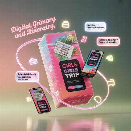 Digital Girls Trip Itinerary Invitation – Animated Birthday Weekend Travel Schedule