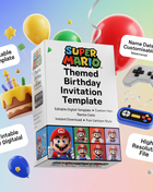Super Mario Birthday Invitation – Editable Digital Template