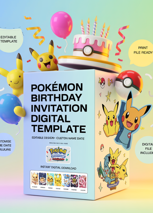 Pokemon Birthday Invitation – Digital Card Themed Template