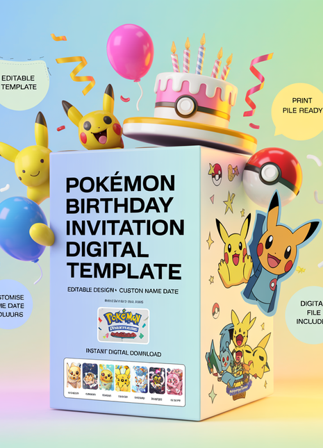 Pokemon Birthday Invitation – Digital Card Themed Template