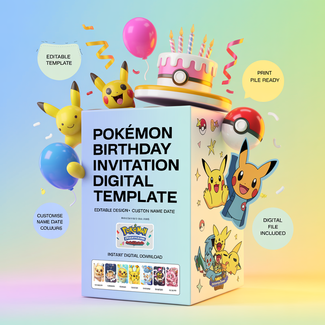 Pokemon Birthday Invitation – Digital Card Themed Template