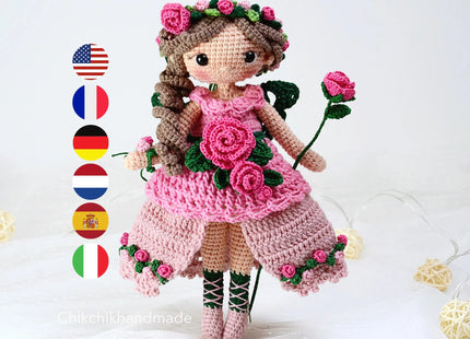 Crochet Fairy Doll Pattern Amigurumi, ISABELLE the Pixie, PDF Tutorial (En, Fr, De, Es, Nl, It)