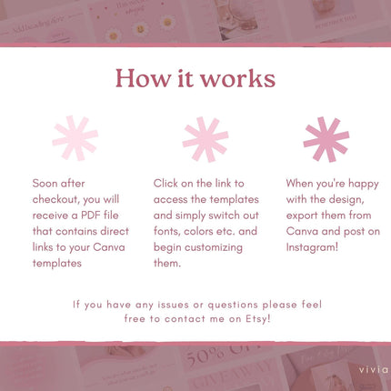 270 Pink Instagram Templates | Pink Social Media Templates| Boho Canva Templates | Instagram Post and story Templates | Engagement templates