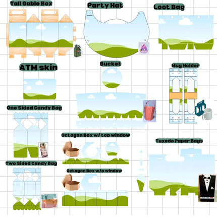 Party Favor Templates Bundle Party Canva Editable Favors Gift Chip Bag Templates party favor box baby shower party kids