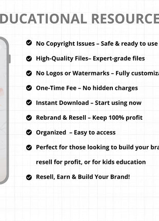 Kids Education Resources Teachers Parents Worksheets For Kids Classroom Activities, DFY Digital Product Bundle, PLR MRR Master Resell Rights