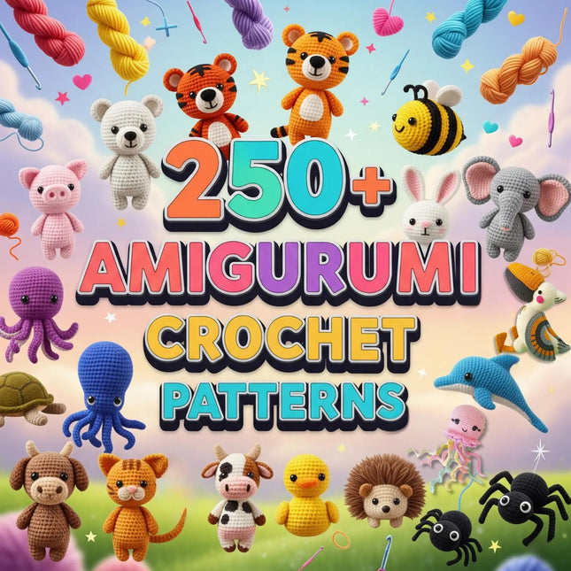 250+ Amigurumi Crochet Patterns Bundle PDF, Massive Collection of Cute DIY Toys, Beginner-Friendly Crochet Ebook with Tutorials in English