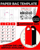 Printable Kraft Paper Bag Dieline Template Pack - 5 Sizes