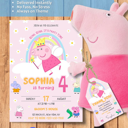 Peppa Pig Birthday Party Invitation – 3 Designs in 1 Pack