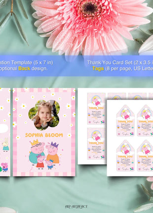 Peppa Pig Birthday Party Invitation – 3 Designs in 1 Pack
