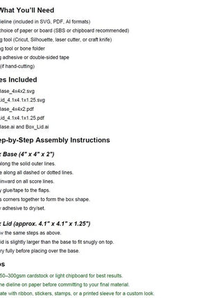 4x4x2 Rigid Two-Piece Gift Box Dieline SVG PDF AI