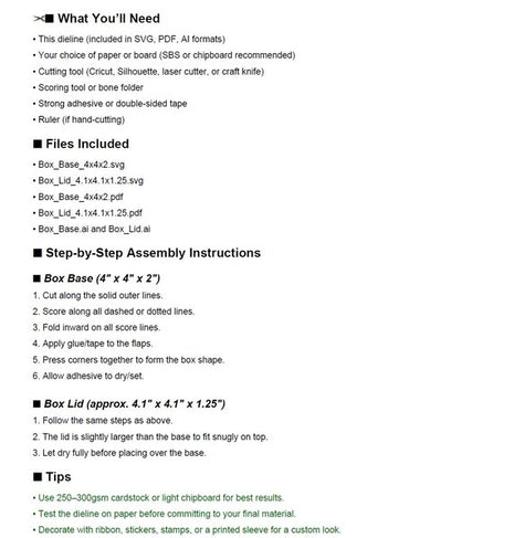 4x4x2 Rigid Two-Piece Gift Box Dieline SVG PDF AI