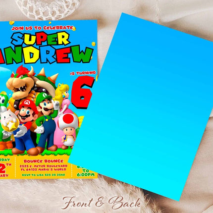 Super Mario Editable Birthday Invitation – Canva Template | Instant Download