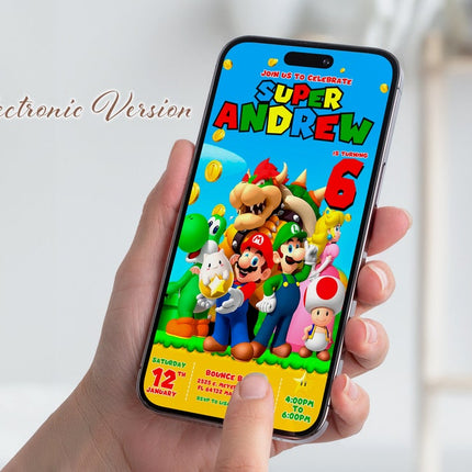 Super Mario Editable Birthday Invitation – Canva Template | Instant Download