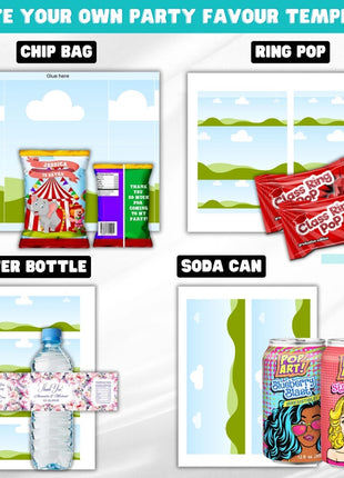 100+ Party Favor Templates Bundle: Editable Canva Mockups