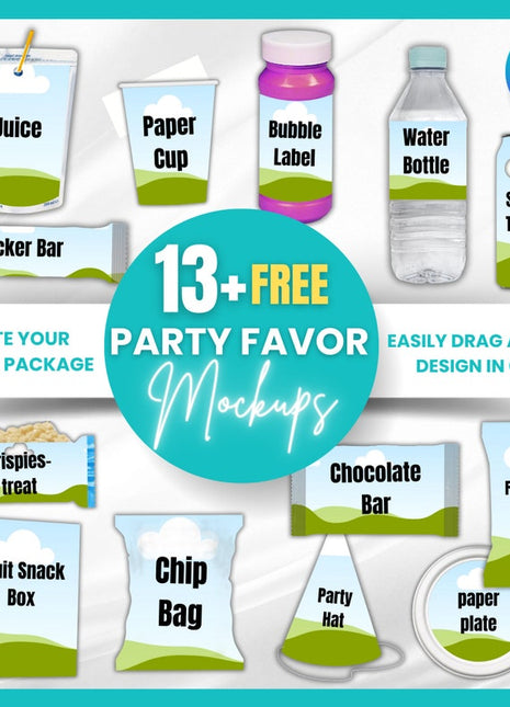 100+ Party Favor Templates Bundle: Editable Canva Mockups