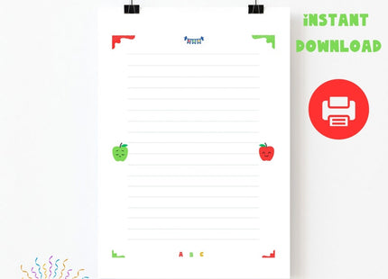 Printable Lined Paper PDF • Kids Writing Sheets • US Letter 8.5x11 • School & Homeschool Notebook Pages • Instant Download