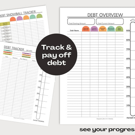 PRINTABLE Finance Planner, Budget Bundle, Debt Payoff Bundle, Savings Tracker, Spending Expense Tracker, Budget Templates, Colorful Modern