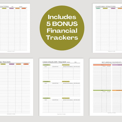 PRINTABLE Finance Planner, Budget Bundle, Debt Payoff Bundle, Savings Tracker, Spending Expense Tracker, Budget Templates, Colorful Modern