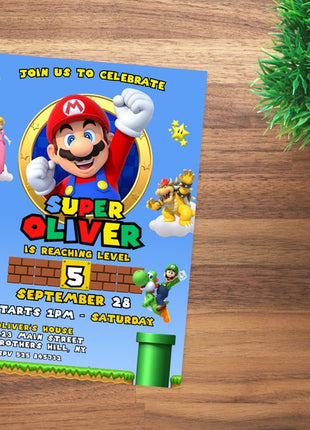 Super Mario Birthday Invitation – Editable Digital Template