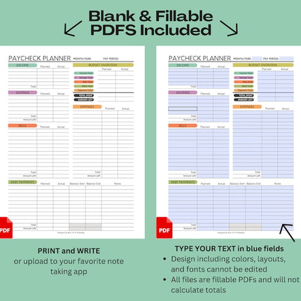 PRINTABLE Finance Planner, Budget Bundle, Debt Payoff Bundle, Savings Tracker, Spending Expense Tracker, Budget Templates, Colorful Modern