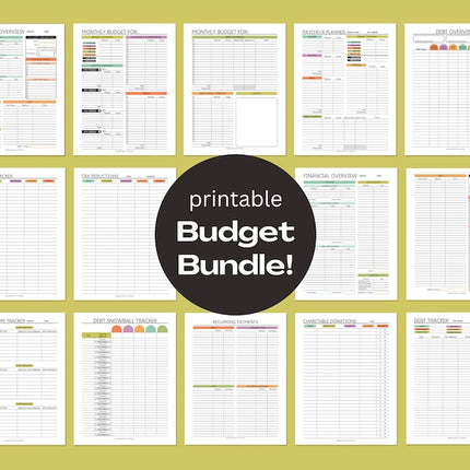 PRINTABLE Finance Planner, Budget Bundle, Debt Payoff Bundle, Savings Tracker, Spending Expense Tracker, Budget Templates, Colorful Modern