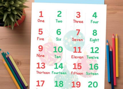 Christmas Number Poster for Kids | Printable Learning Decor | Numbers & Figures | 8.5x11 PDF | Instant Download