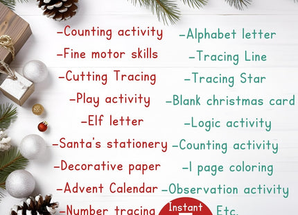 Christmas Activity Bundle for Kids | Educational Worksheets Pack | Festive Learning Printables | Instant Download PDF