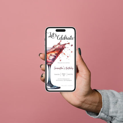 Elegant Cocktail Birthday Invitation – Editable Digital Evite