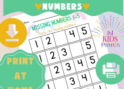 Preschool Number Worksheet Printable | Early Learning Math Activity | Montessori Homeschool PDF | Little Learner Number Practice | Instant Download