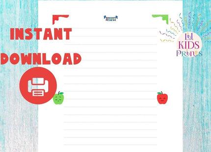 Printable Lined Paper PDF • Kids Writing Sheets • US Letter 8.5x11 • School & Homeschool Notebook Pages • Instant Download