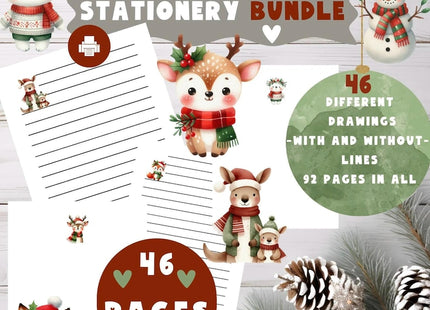 Mega Christmas Kids Stationery Pack • Printable Lined & Unlined Paper • Holiday Writing Pages • Cute Christmas Illustrations • PDF Download