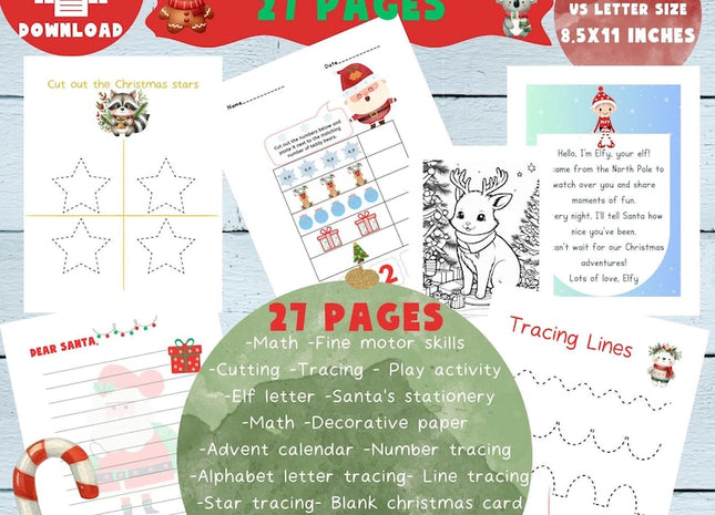 Christmas Activity Bundle for Kids | Educational Worksheets Pack | Festive Learning Printables | Instant Download PDF
