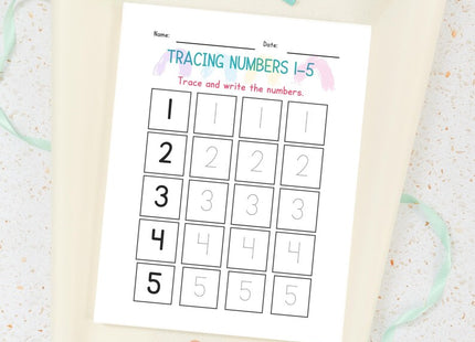 Preschool Number Tracing Worksheet 1–5 | Digital PDF | Montessori Math | Dotted Line Tracing Practice | Printable Early Learning Activity