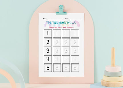 Preschool Number Tracing Worksheet 1–5 | Digital PDF | Montessori Math | Dotted Line Tracing Practice | Printable Early Learning Activity