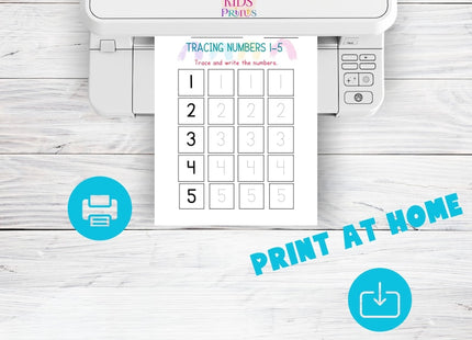 Preschool Number Tracing Worksheet 1–5 | Digital PDF | Montessori Math | Dotted Line Tracing Practice | Printable Early Learning Activity