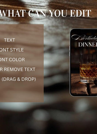 Luxury Birthday Dinner Invitation – Animated Video | Whiskey & Cigar Theme