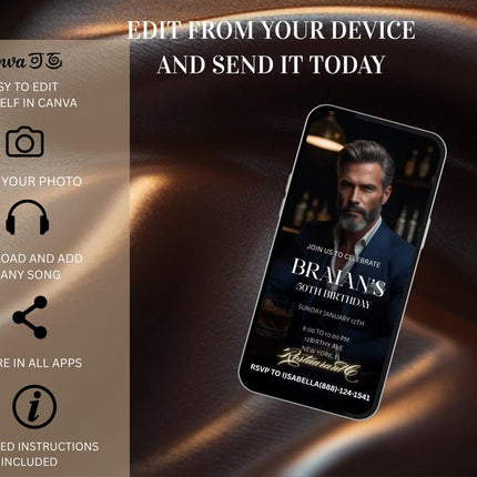 Luxury Birthday Dinner Invitation – Animated Video | Whiskey & Cigar Theme