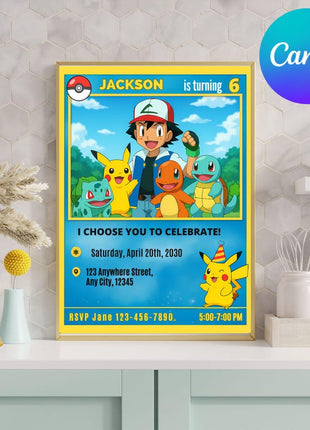 Pokemon Birthday Invitation – Digital Card Themed Template