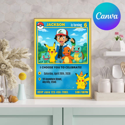 Pokemon Birthday Invitation – Digital Card Themed Template