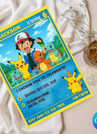 Pokemon Birthday Invitation – Digital Card Themed Template