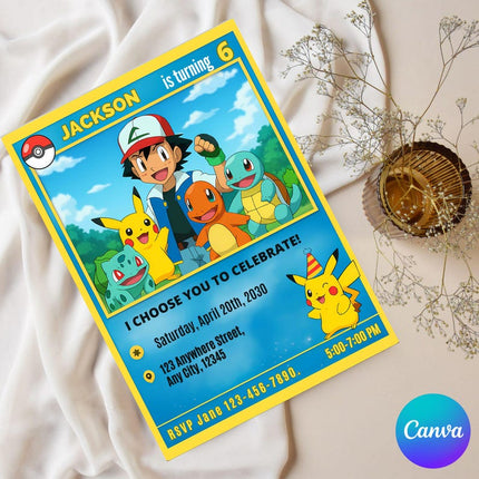 Pokemon Birthday Invitation – Digital Card Themed Template